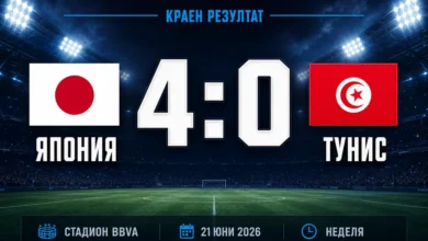 Япония победи Тунис с 4:0 на Световното първенство