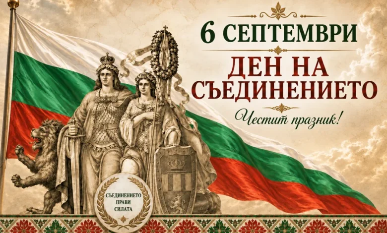 Национално знаме на България пред сградата на Община Ловеч за Деня на Съединението